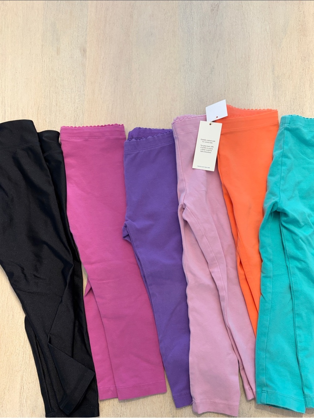 Girls' Assorted Colored Cotton Leggings - Pack of 6 3T